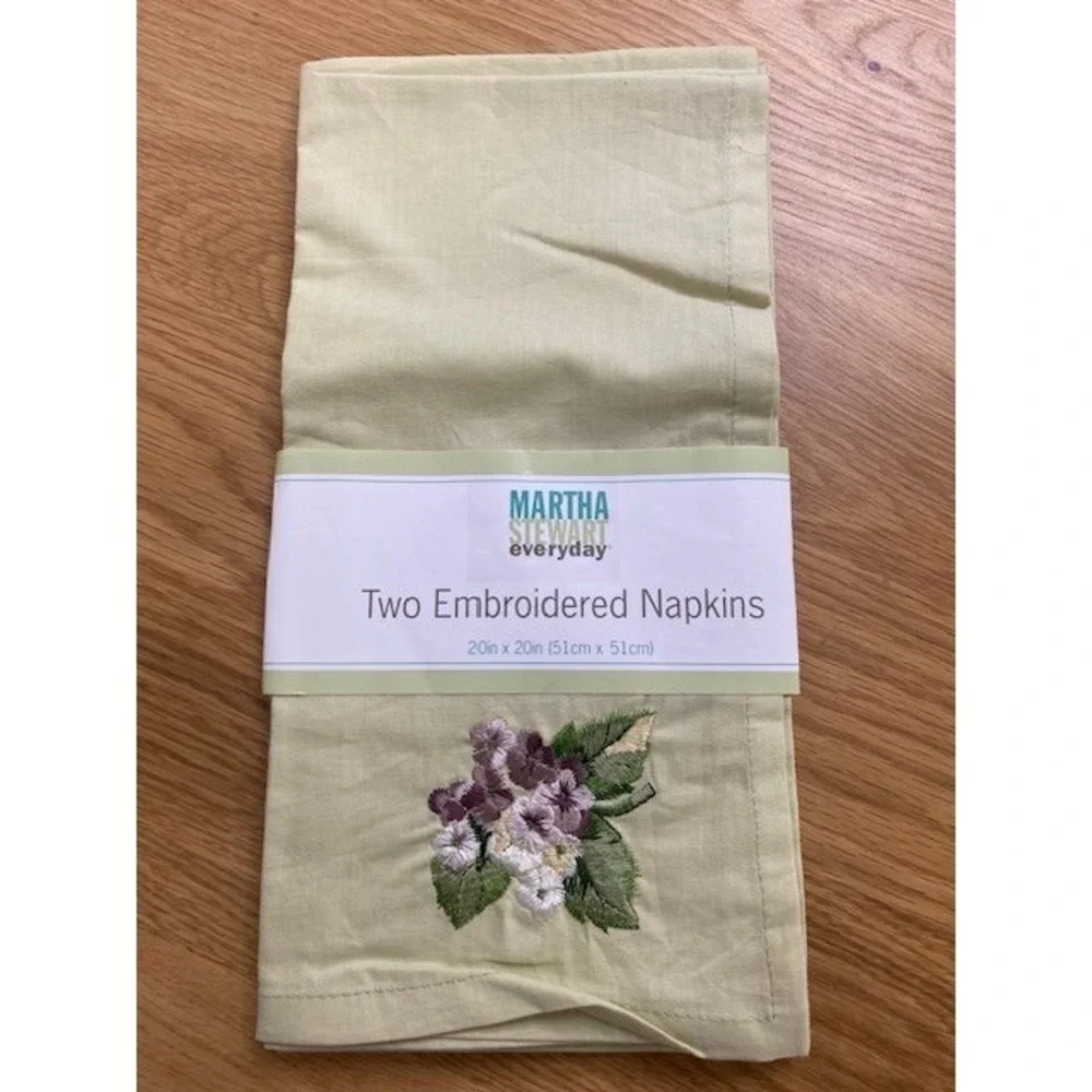 Martha Stewart Everyday Napkins 3 - 2pks 20x20 Sage New Floral Hydrangea Cotton